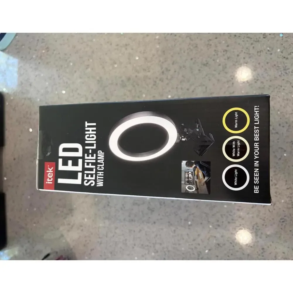 itek LED Selfie-Light with Clamp - 8 Inch Ring Light for Video Recording and Liv